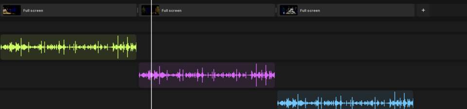 Editing timeline with audio waveforms